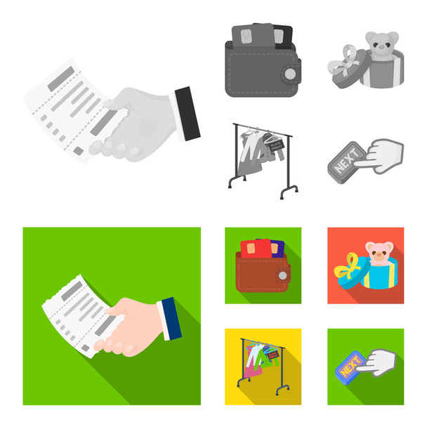 Τσαντάκι με πιστωτικές κάρτες και άλλα εικονίδιο web σε μονόχρωμη, επίπεδη στυλ. δώρο πώληση πράγματα, κουμπί περισσότερα εικονίδια στη συλλογή σετ. - Διάνυσμα, εικόνα