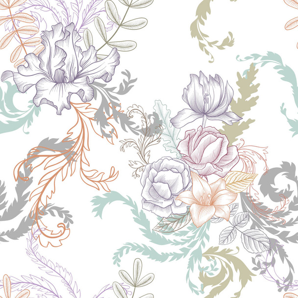 vintage vector floral seamless pattern - Vecteur, image