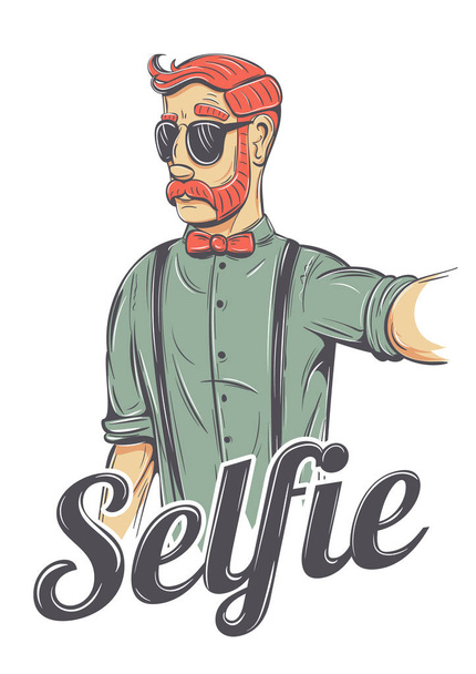 Selfie hipster illustration - Wektor, obraz
