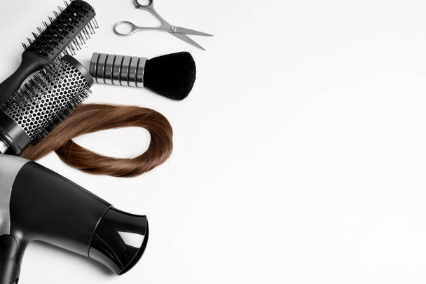 Professional hairdresser tools on white background - Foto, Imagem