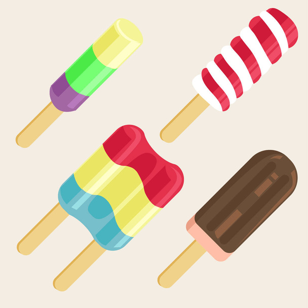Ice-cream illustration set. Cold desserts set of ice-cream vector illustration - Vektor, Bild