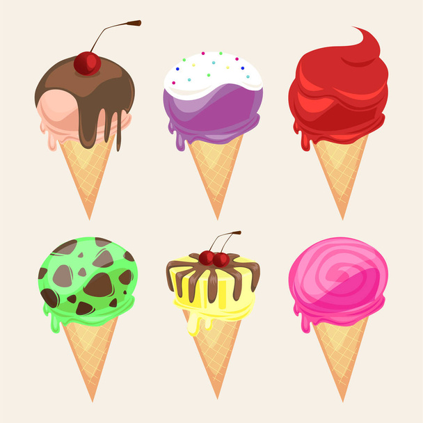 Ice-cream illustration set. Price list with a set of balls of ic - Vettoriali, immagini