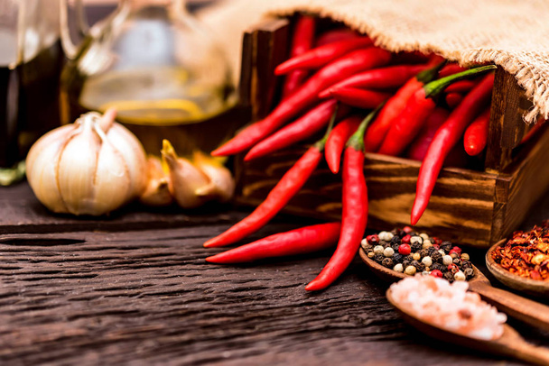 Composition with chili pepper and various spices - Fotografie, Obrázek