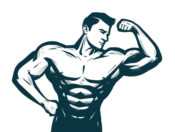 Gym, bodybuilding sport concept. Male athletic body. Sketch vector illustration - Vektor, obrázek