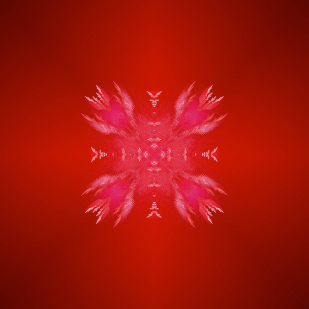 Flower shaped fractal mandala, digital artwork for creative graphic design. Colorful glowing abstract pattern, fractal for background - Φωτογραφία, εικόνα