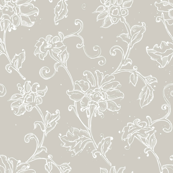Sketchy drawing floral seamless pattern - Вектор, зображення