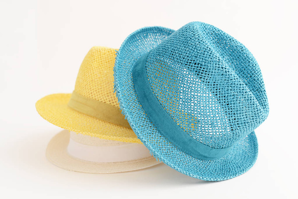 Fashionable hats isolated on white background - Photo, Image