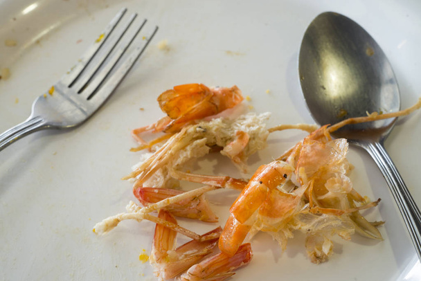 plate of food after eating shrimp - Photo, Image