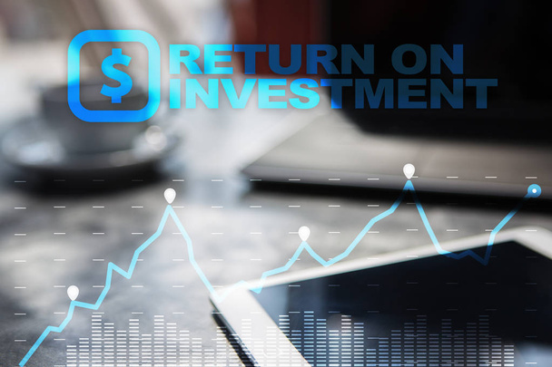 ROI, Return on investment business and technology concept. Virtual screen background. - Photo, Image