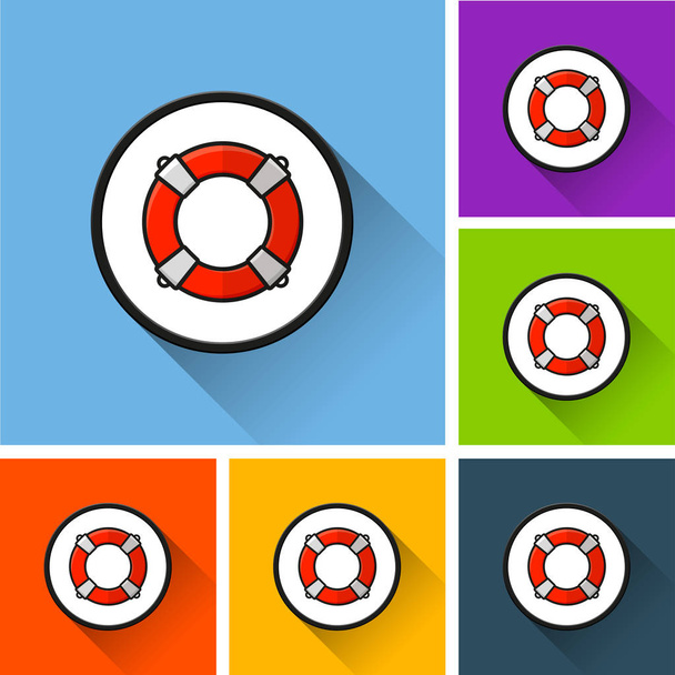 life buoy icons with long shadow - Vector, Image