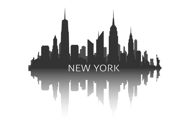 Векторный силуэт Нью-Йорка с теневым отражением
 - Вектор,изображение