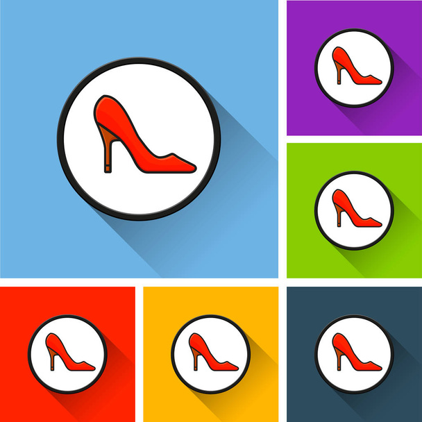 high heels icons with long shadow - Vector, Image