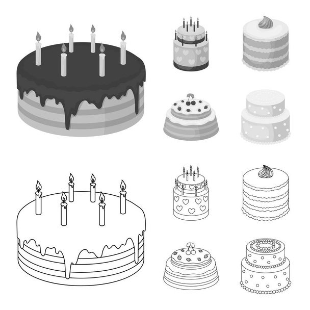 Sweetness, dessert, cream, treacle .Cakes country set collection icons in outline,monochrome style vector symbol stock illustration web. - Vector, afbeelding