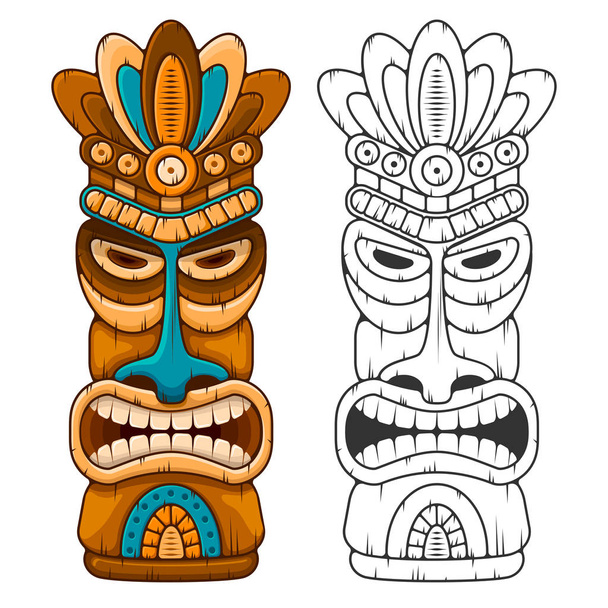 Tiki-Maske aus Holz  - Vektor, Bild