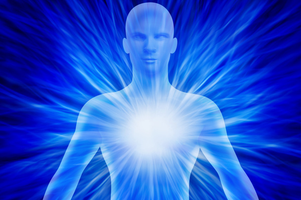Mannelijke menselijk lichaam met kosmische energie - Foto, afbeelding