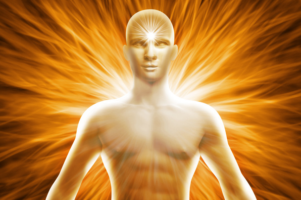 Mannelijke menselijk lichaam met kosmische energie - Foto, afbeelding