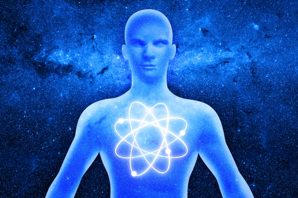 Corpo umano maschile con energia cosmica
 - Foto, immagini