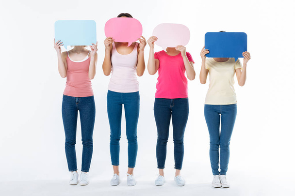 Nice positive women hiding their faces - Foto, immagini