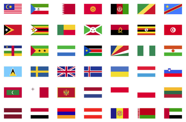Weltflagge flache Ikonensammlung - Vektor, Bild