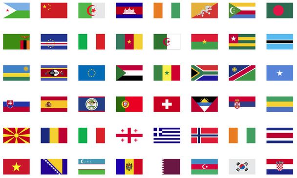 Wereld vlag platte icoon collectie - Vector, afbeelding