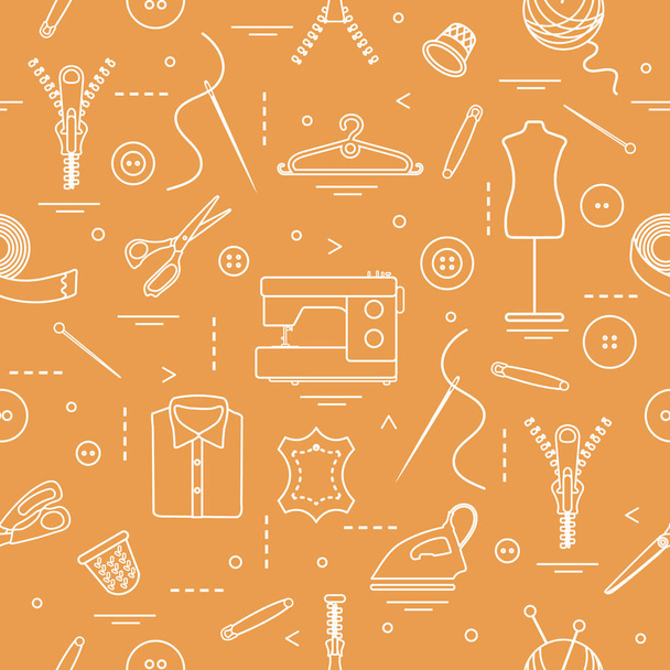 Pattern with tools and accessories for sewing. - Vector, Imagen