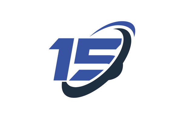 15 Número de logotipo Plantilla de símbolo de vector de elipse Swoosh azul
 - Vector, imagen
