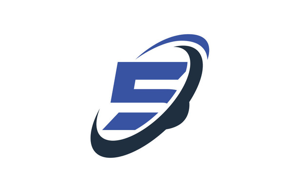 5 Logo Number Blue Swoosh Ellipse vektori Symbol malli
 - Vektori, kuva