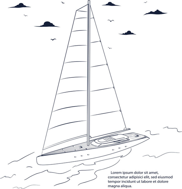 Diseño de póster de carrera de yates con bosquejo de velero
 - Vector, imagen
