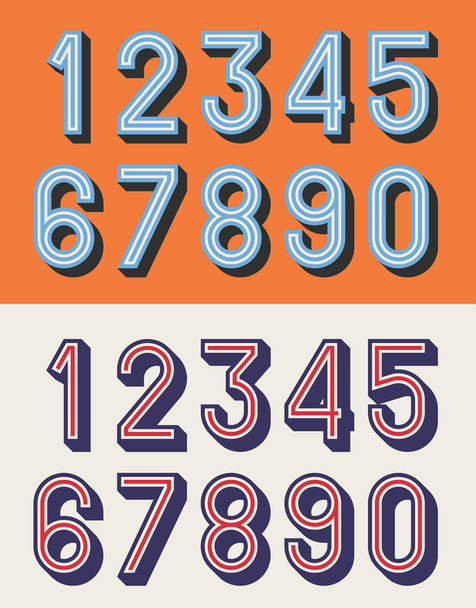 Vector illustration of vintage relief numbers typeface  - Vector, Image