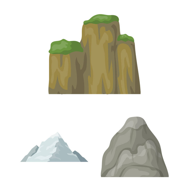 Different mountains cartoon icons in set collection for design.Mountains and landscape vector symbol stock web illustration. - Vector, imagen