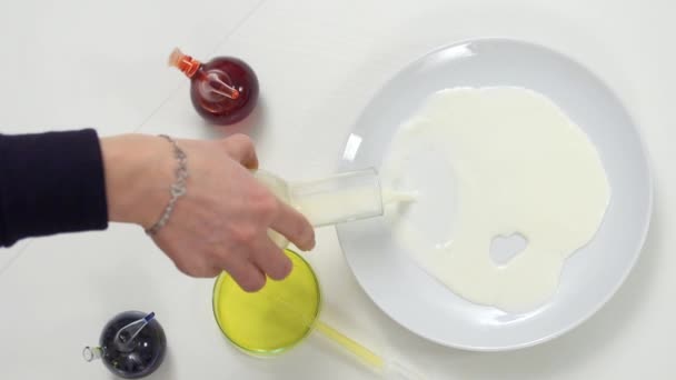 Laboratory experiment with milk and paints - Video