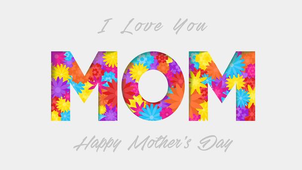 Happy mother's day greeting card with flowers - Vetor, Imagem