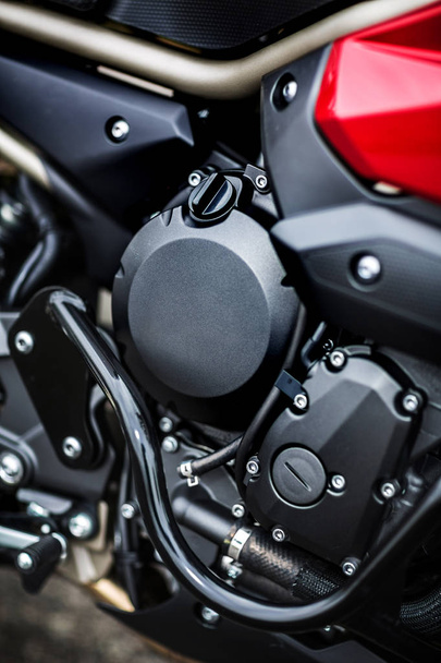 Motorcycle engine close-up detail background. - Photo, Image