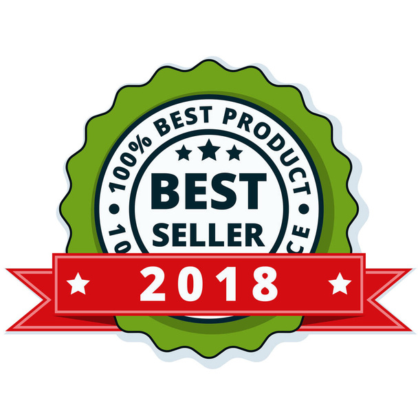 etiqueta del año 2018 del mejor vendedor con la cinta roja, vector, ilustración
  - Vector, imagen