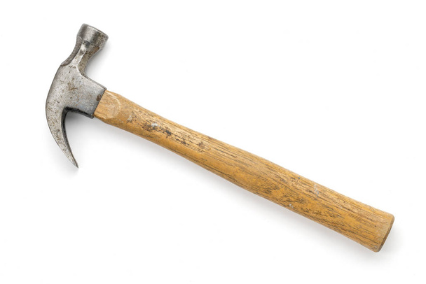 zeer oude klauw hamer, isolaterd op wit - Foto, afbeelding