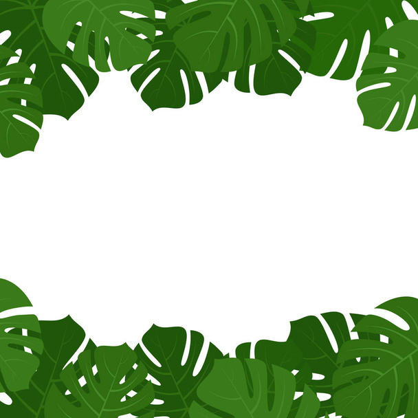 Tropical monstera leaves frame - Vector, afbeelding