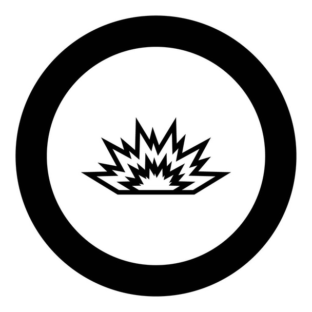 Explosie zwarte pictogram in cirkel - Vector, afbeelding