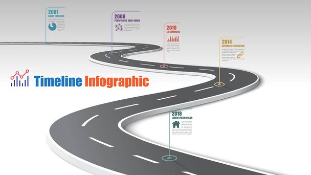 Business road map timeline infographic template with pointers designed for abstract background milestone modern diagram process technology digital marketing data presentation chart Illustrazione vettoriale
 - Vettoriali, immagini