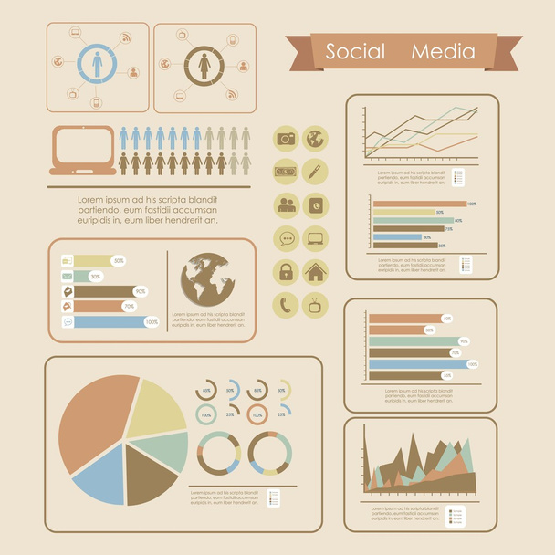 sosyal medya Infographic - Vektör, Görsel