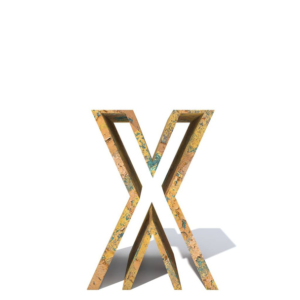 Conceptual old rusted metal small letter x isolated on white background. - Fotoğraf, Görsel
