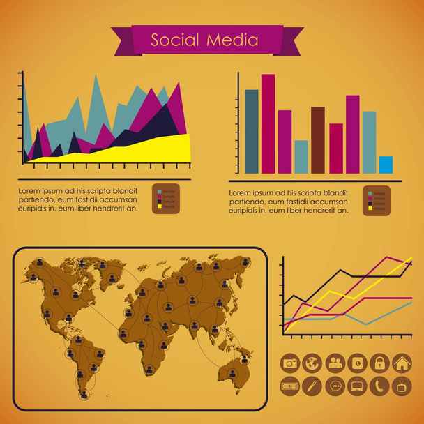 Social Media Infographic - Vektor, Bild