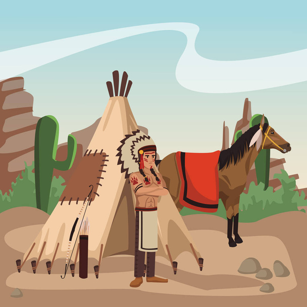 Tribu de guerreros indios americanos
 - Vector, imagen