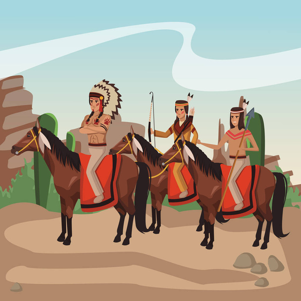 アメリカ ・ インディアンの戦士族 - ベクター画像