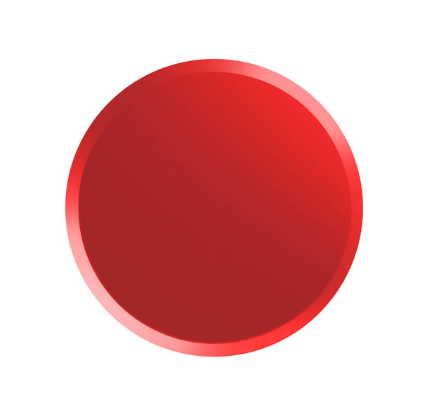 Rode badge pin geïsoleerd op witte mock-up, 3d render illustratie - Foto, afbeelding