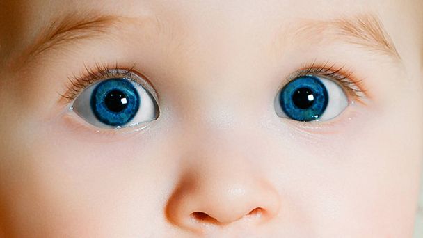 mavi gözlü çocuğun. Burun ve çocuk - iki eyes yüz kapat - Fotoğraf, Görsel