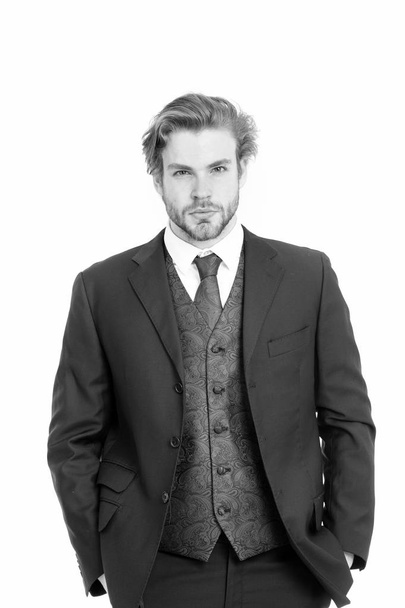 Man in formal outfit isolated on white. - Foto, Bild