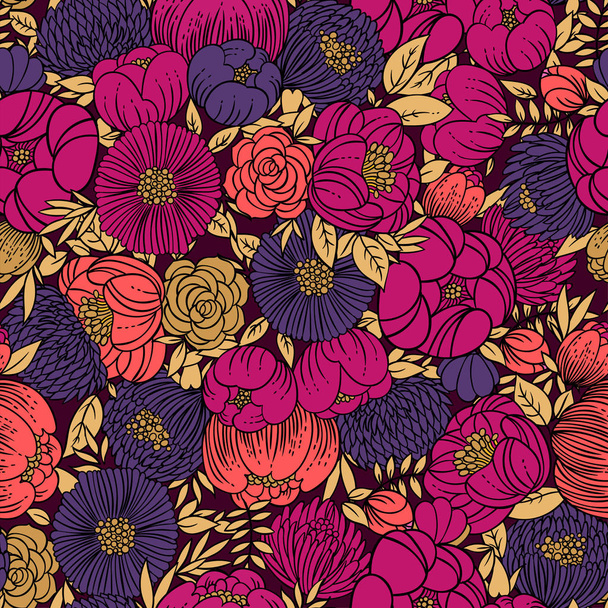 vector illustration design of Colorful floral seamless pattern background. - Vektör, Görsel