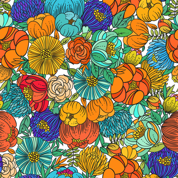 vector illustration design of Colorful floral seamless pattern background. - Vector, imagen