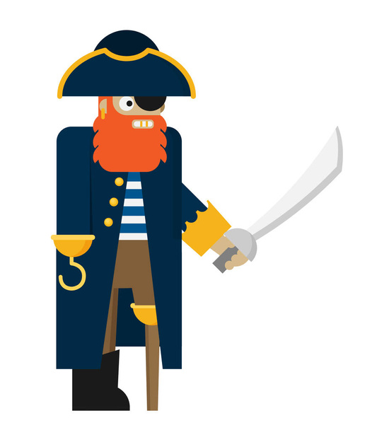 cartoon pirate flat icon, vector, illustration - Vetor, Imagem