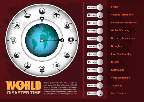 Infographic grafik ve kutsal kişilerin resmi içinde dünya felaket zaman kavramı - Vektör, Görsel